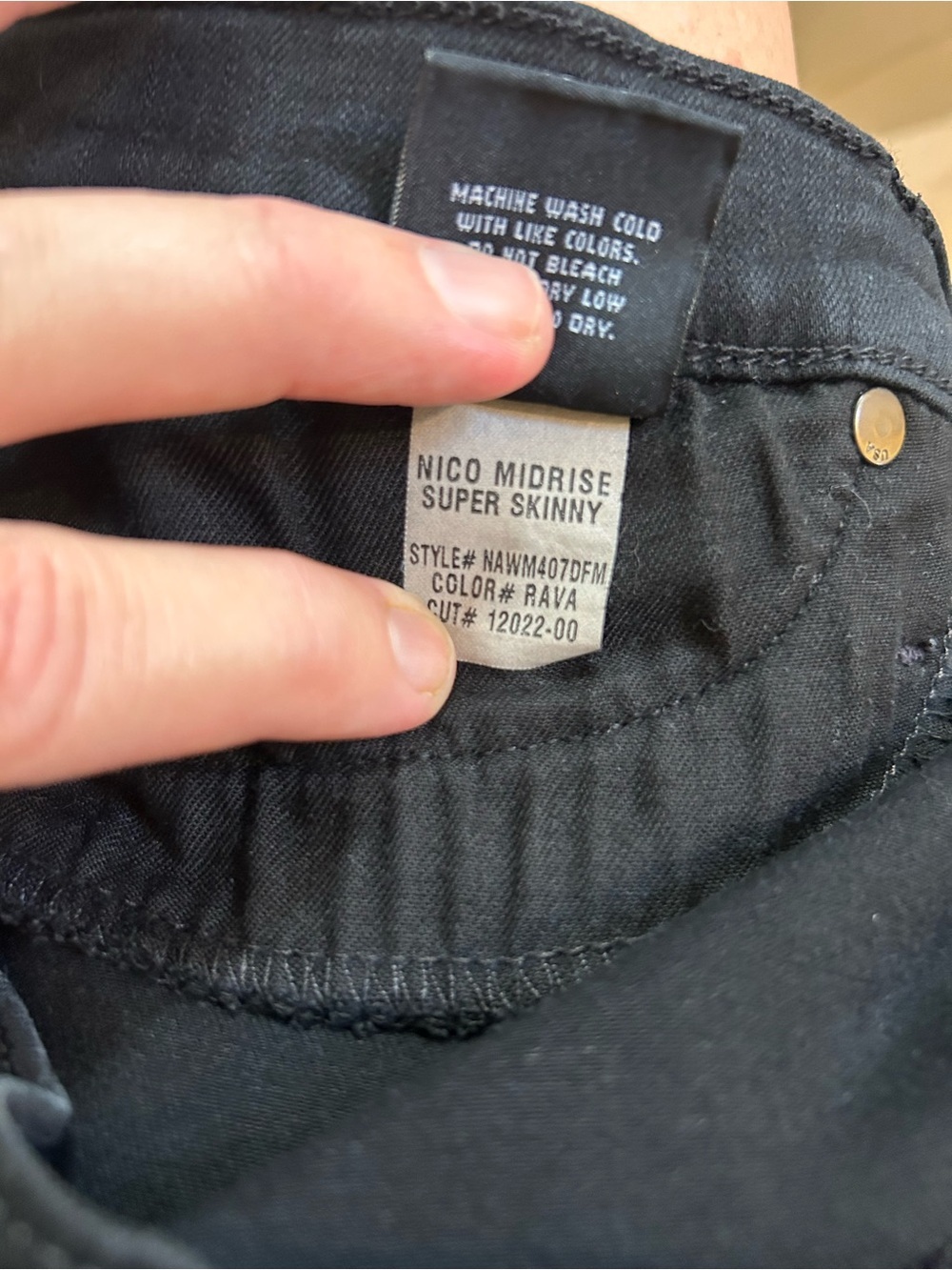Hudson Nico Midrise Super Skinny Jeans Rava Black Distressed Size 33 - Picture 9 of 16